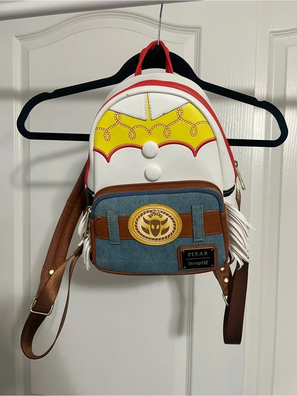 Loungefly White Yellow Red Denim Brown Pixar Toy Story Mini Backpack - Picture 1 of 7